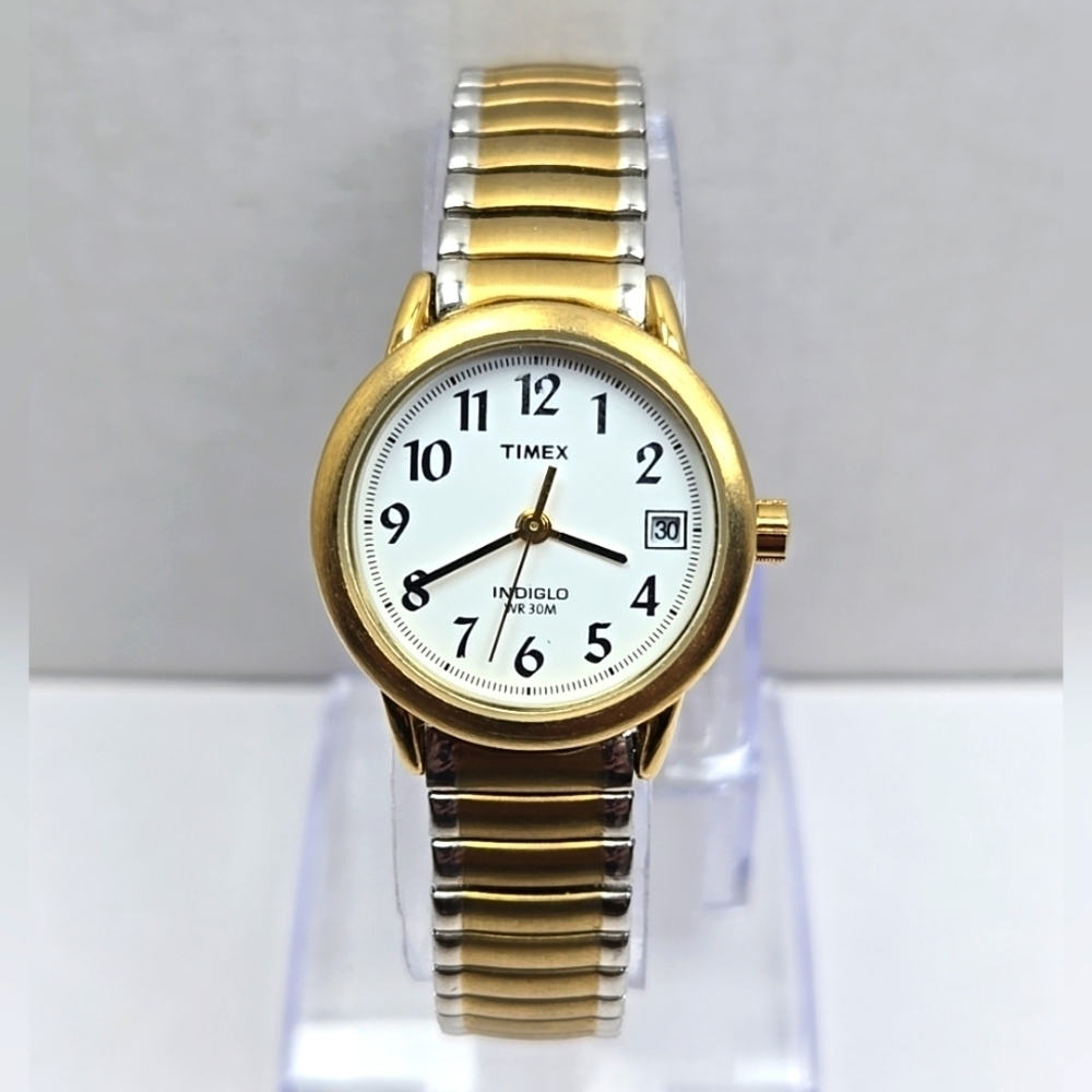Timex Easy Reader Watch Women Two Tone Date New Battery  - Indiglo Not Working -